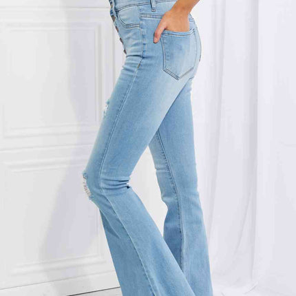 Vibrant MIU Full Size Jess Button Flare Jeans