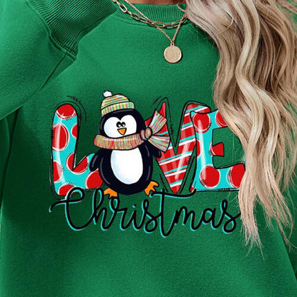 LIVE CHRISTMAS Drop Shoulder Round Neck Sweatshirt