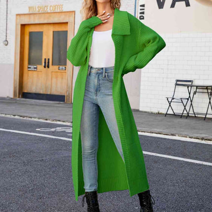 Full Size Collared Open Front Duster Cardigan