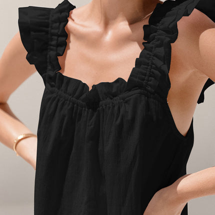 Ruffled Square Neck Top and Shorts Set