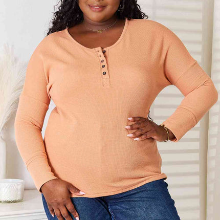 Basic Bae Half Button Long Sleeve Top - Vickie Lynn's