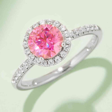 1 Carat Moissanite 925 Sterling Silver Halo Ring