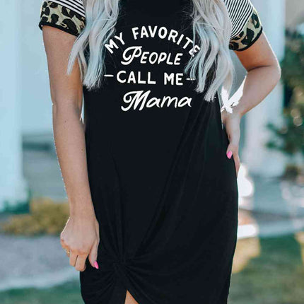 Slogan Graphic Short Sleeve Twisted Dress