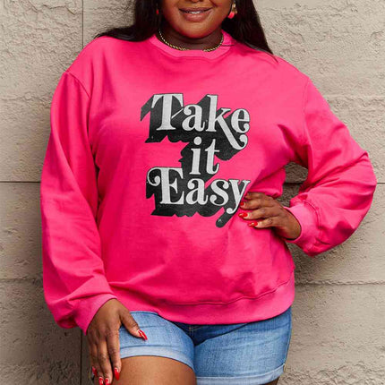 Simply Love Full Size TAKE IT EASY Graphic Sweatshirt