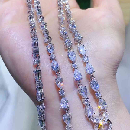 10 Carat Moissanite Teardrop Pendant Platinum-Plated Necklace