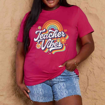Simply Love Full Size TEACHER VIBES Graphic Cotton T-Shirt