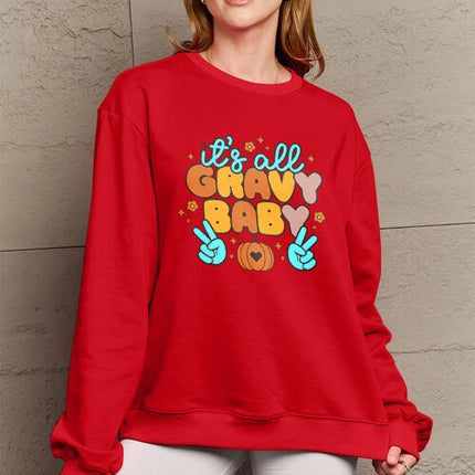 Simply Love Full Size IT'S ALL GRAVY BABY Long Sleeve Sweatshirt