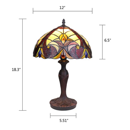 ADIA Tiffany-Style Dark Bronze 1-Light Victorian Accent Table Lamp 12" Shade
