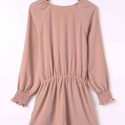Tied Flounce Sleeve Plunge Romper
