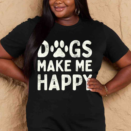 Simply Love Full Size DOGS MAKE ME HAPPY Graphic Cotton T-Shirt