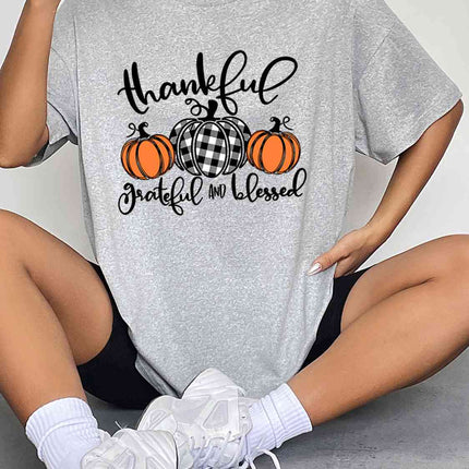 Round Neck Short Sleeve Fall Season Graphic T-Shirt