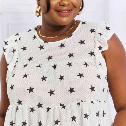 Heimish Shine Bright Full Size Butterfly Sleeve Star Print Top