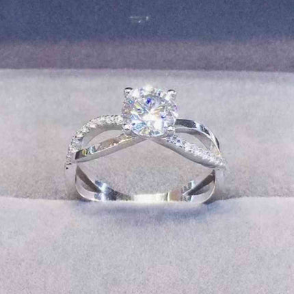 2 Carat Moissanite Crisscross 925 Sterling Silver Ring