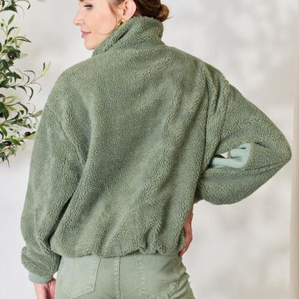 Heimish Full Size Zip Up Collared Neck Jacket - Vickie Lynn's