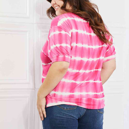 Yelete Full Size Oversized Fit V-Neck Striped Top