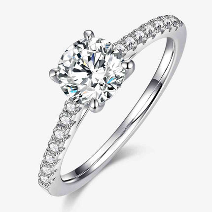 1 Carat Moissanite 925 Sterling Silver Side Stone Ring