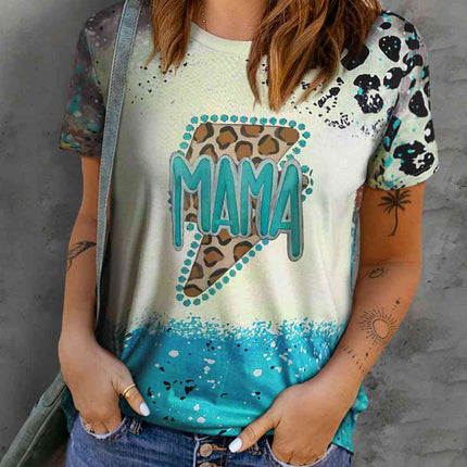 MAMA Lightning Graphic Leopard Round Neck Tee