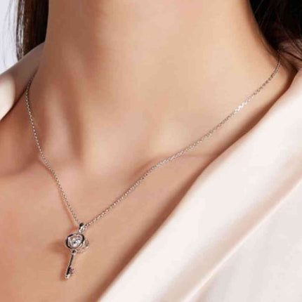Adored Moissanite Key Pendant Necklace