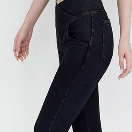 Wide Waistband Bootcut Jeans with Pockets
