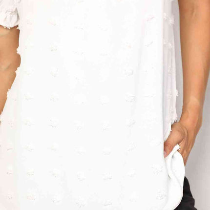 Double Take Swiss Dot Puff Sleeve Square Neck Blouse