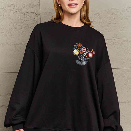 Simply Love Full Size Flower Graphic Sweatshirt