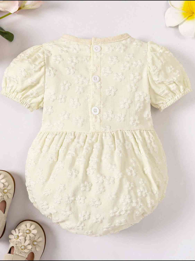 Baby Girl Floral Bow Detail Round Neck Bodysuit