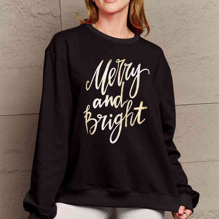 Simply Love Full Size MERRY AND BRIGHT Graphic Sweatshirt