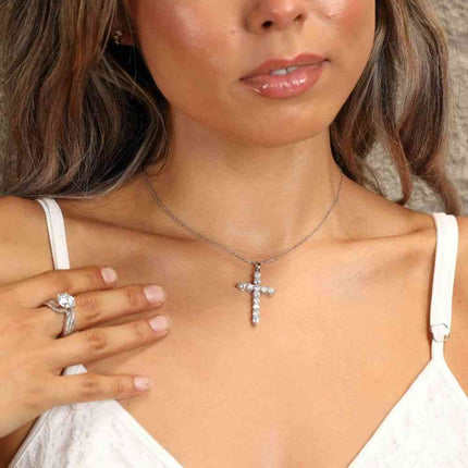 Adored 925 Sterling Silver Cross Moissanite Necklace
