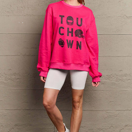 Simply Love Full Size TOUCHDOWN Long Sleeve Sweatshirt