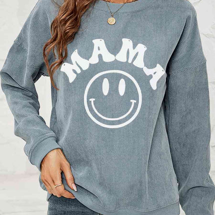Round Neck Long Sleeve MAMA Graphic Sweatshirt