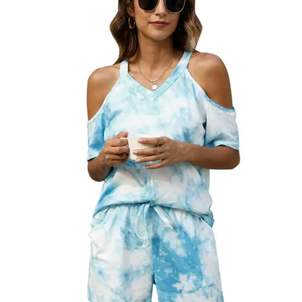 Women's Crew Neck Athleisure Pair Short Sleeve Suit