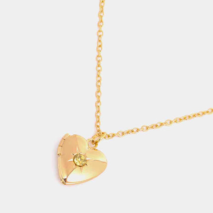 Zircon Heart Shape 14K Gold-Plated Pendant Necklace