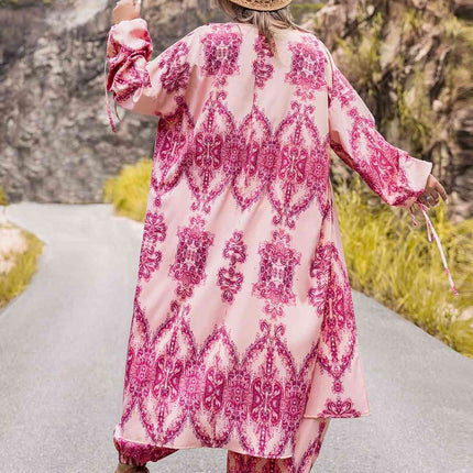 Plus Size Open Front Cardigan and Pants Set - Vickie Lynn's