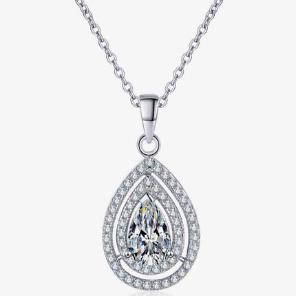 1 Carat Moissanite Teardrop Pendant Necklace