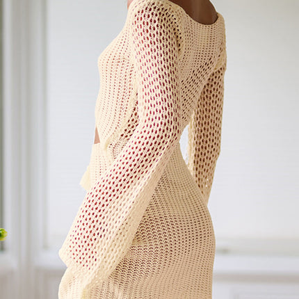 Cutout Lace-Up Long Sleeve Cover Up