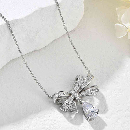 Teardrop Shape 925 Sterling Silver Zircon Pendant Necklace