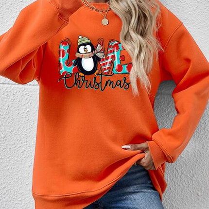 LIVE CHRISTMAS Drop Shoulder Round Neck Sweatshirt