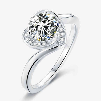 1 Carat Moissanite 925 Sterling Silver Heart Ring