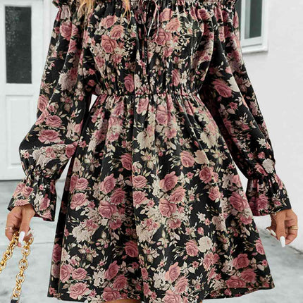 Floral Off-Shoulder Flounce Sleeve Dress