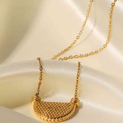 Stainless Steel Semi Circle Pendant Necklace