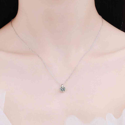 Minimalist 925 Sterling Silver Moissanite Pendant Necklace