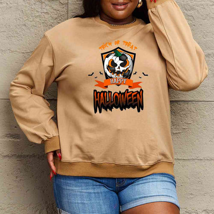 Simply Love Full Size TRICK OR TREAT HAPPY HALLOWEEN Graphic Sweatshirt