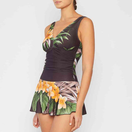 Marina West Swim Full Size Clear Waters Swim Dress in Aloha Brown