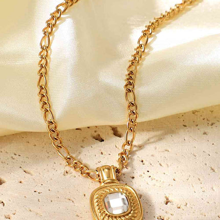 18K Gold Plated Inlaid Rhinestone Pendant Necklace