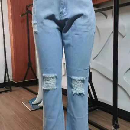 Women's Temperament Ripped Jeans Pants