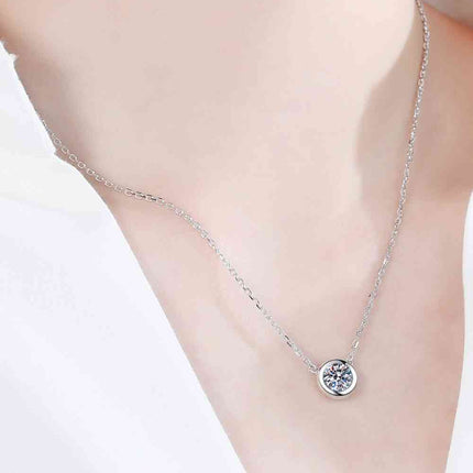 Moissanite Round Pendant Chain Necklace
