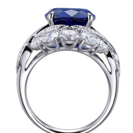 5 Carat Lab-Grown Sapphire Platinum-Plated Ring