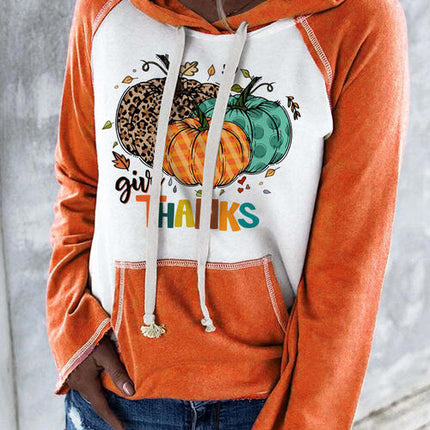 Graphic Drawstring Long Sleeve Hoodie