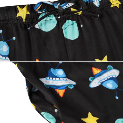 Boy's' Round Neck Cartoon Pattern Short Sleeve Shorts Cotton Pajamas Set