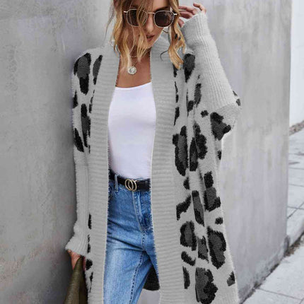 Leopard Pattern Fuzzy Cardigan